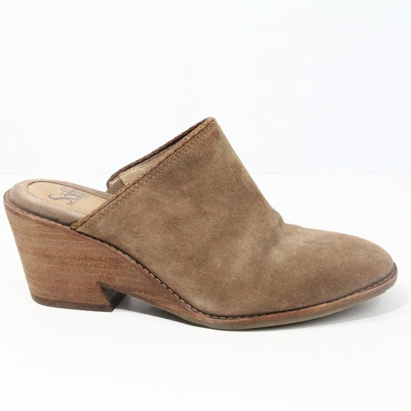 Sofft Suede Clogs Women Western Shoes sz 8 Slip on Mule Tan Nicki Block Heel - Picture 2 of 11
